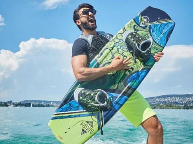 Here, he is surfing in Zurich. (Instagram/Ranveer Singh)