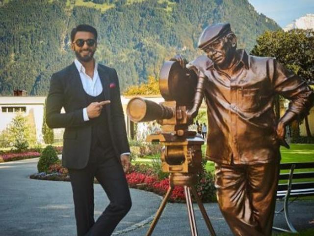 An actor launched by Yash Raj Films cannot be in Switzerland and not pay homage to Yash Chopra, the late filmmaker who immortalised the picturesque European nation in the hearts of a generation through his romantic dramas. (Instagram/Ranveer Singh)
