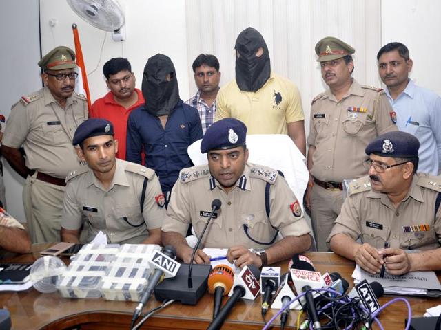 Two more suspects involved in an attack on BJP leader Brijpal Teotia were arrested by a joint team of UP STF and Ghaziabad Police in Ghaziabad. (Sakib Ali/HT Photo) Two more suspects involved in an attack on BJP leader Brijpal Teotia were arrested by a joint team of UP STF and Ghaziabad Police in Ghaziabad. (Sakib Ali/HT Photo)
