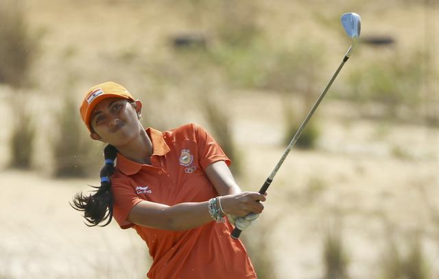 Aditi Ashok hits her approach shot on the second hole during third round women's Olympic golf competition. (REUTERS Photo) Aditi Ashok hits her approach shot on the second hole during third round women's Olympic golf competition. (REUTERS Photo)