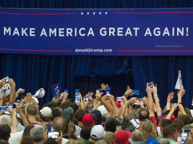 Republican presidential nominee Donald Trump speaks to voters during a campaign rally at Fredericksburg Expo Center in Virginia.(AFP)