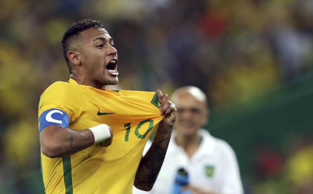 Neymar celebrates scoring Brazil’s first goal. (REUTERS) Neymar celebrates scoring Brazil’s first goal. (REUTERS)
