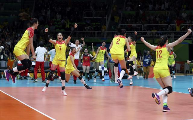China's players celebrate winning the volleyball gold medal. (REUTERS) China's players celebrate winning the volleyball gold medal. (REUTERS)