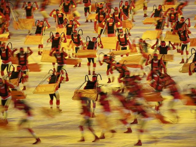 Performers take part in the closing ceremony. (REUTERS)