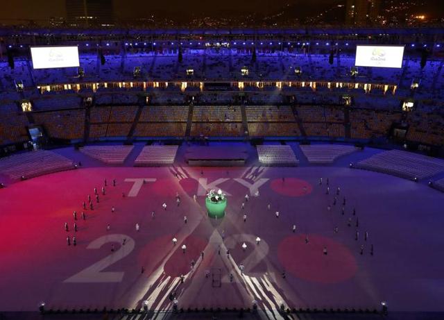 A projection for the Tokyo 2020 Olympics is seen. (REUTERS)
