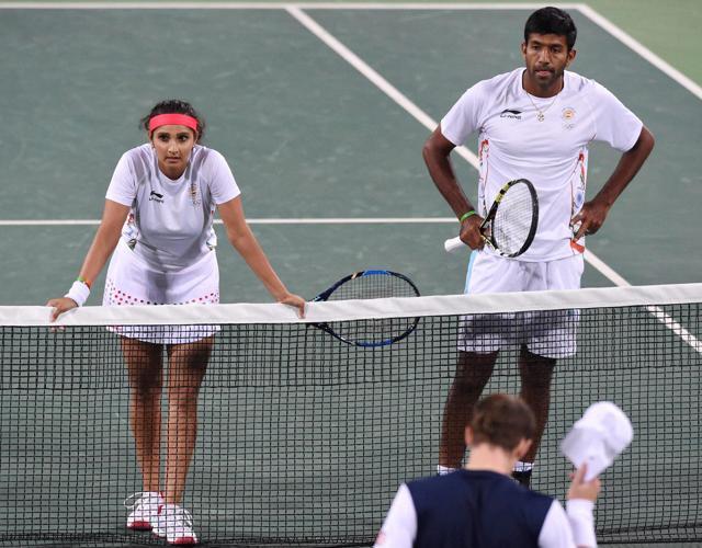 India's Sania Mirza-Rohan Bopanna were defeated in the mixed doubles bronze medal match. (PTI Photo) India's Sania Mirza-Rohan Bopanna were defeated in the mixed doubles bronze medal match. (PTI Photo)
