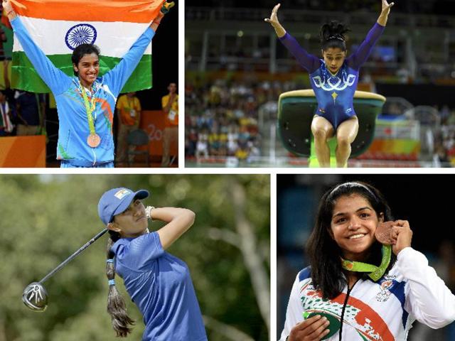 Athletes PV Sindhu, Dipa Karmakar, Aditi Ashok and Sakshi Malik made India proud at the Rio Olympics.(PTI)