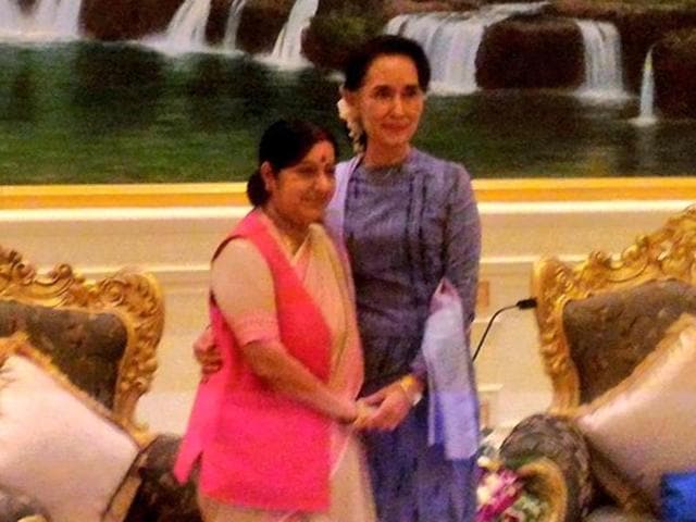 External affairs minister Sushma Swaraj’s visit to Myanmar on Monday was reassuring. (Sushma Swaraj on Twitter) External affairs minister Sushma Swaraj’s visit to Myanmar on Monday was reassuring. (Sushma Swaraj on Twitter)