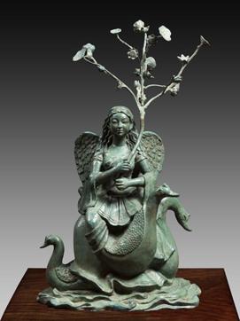 Artist Jayasri Burman’s bronze sculpture Pushpita.