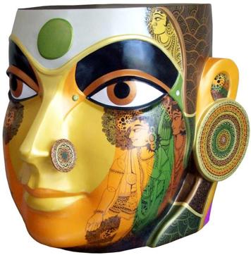 Sculpture titled Goddess Sita Maa by Nagesh Goud, has painted metallic acrylic and ink on fibreglass.