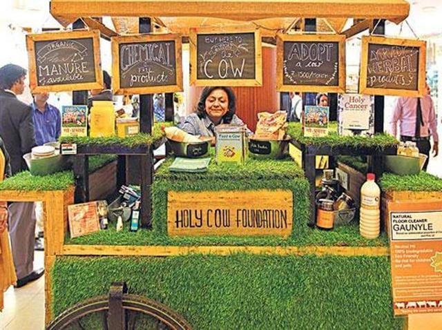 A kiosk of Holy Cow Foundation which sells products made from using cow urine. The Darul Uloom in Deoband has ruled that use of any product which contains cow urine is banned in Islam.(HT File Photo) A kiosk of Holy Cow Foundation which sells products made from using cow urine. The Darul Uloom in Deoband has ruled that use of any product which contains cow urine is banned in Islam.(HT File Photo)