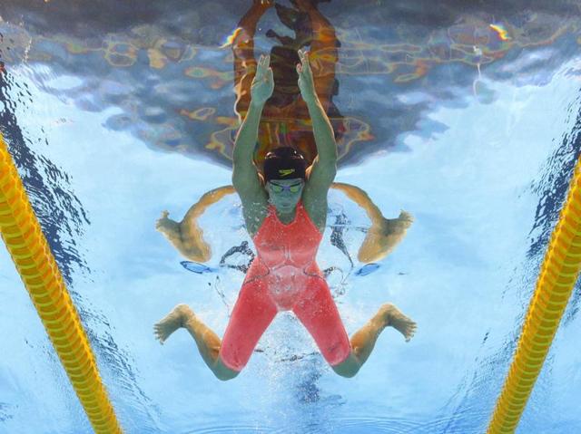 Russia's Yulia Efimova competes in a heat of the women's 100-metre breaststroke during the swimming competitions at the 2016 Rio Games on August 7, 2016. (David J Phillip/ AP Photo) 