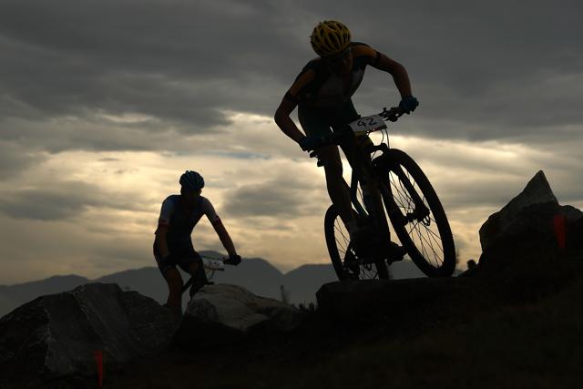 Athletes ride at the Mountain Bike Centre. (Getty Images)