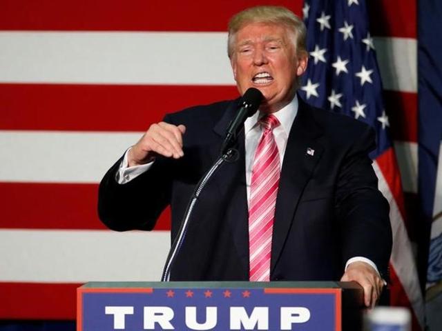 Republican presidential nominee Donald Trump addresses a campaign event at Fredericksburg, Virginia, on Saturday.(AFP)