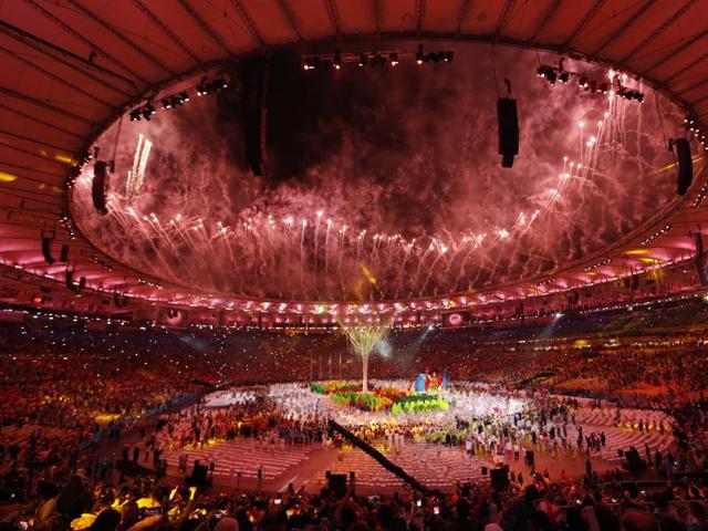 The fireworks at the ceremony never really stopped. (AP)