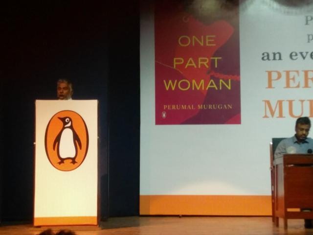 Perumal Murugan reads out a statement at the launch of his new book in Delhi on Monday. (HT Photo) Perumal Murugan reads out a statement at the launch of his new book in Delhi on Monday. (HT Photo)