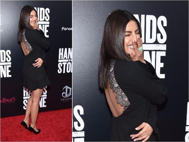The 34-year-old actress showed some skin with a LBD that featured a backless design including lacy detailing. (Instagram) The 34-year-old actress showed some skin with a LBD that featured a backless design including lacy detailing. (Instagram)