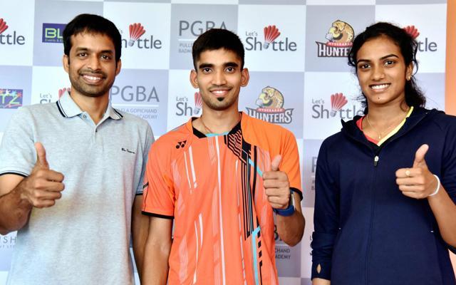 Pullela Gopichand, chief coach Indian badminton team, K Srikanth and PV Sindhu at the Pullela Gopichand Badminton Academy in Hyderabad. (PTI File Photo) Pullela Gopichand, chief coach Indian badminton team, K Srikanth and PV Sindhu at the Pullela Gopichand Badminton Academy in Hyderabad. (PTI File Photo)
