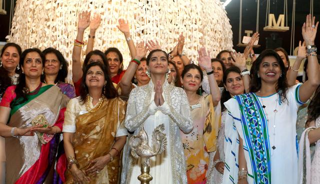 Sonam Kapoor poses as she attends The Women Entrepreneur Exhibition in Mumbai. (AFP)