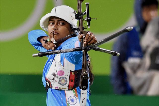 Archer Deepika Kumari aims at the target during Women's Individual 1/32 elimination round at the Summer Olympics 2016 in Rio de Janeiro. (PTI Photo) Archer Deepika Kumari aims at the target during Women's Individual 1/32 elimination round at the Summer Olympics 2016 in Rio de Janeiro. (PTI Photo)