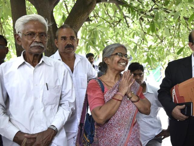 Jigisha Ghosh’s parents outside the Saket court in Delhi on August 22. (Arun Sharma/HT PHOTO) Jigisha Ghosh’s parents outside the Saket court in Delhi on August 22. (Arun Sharma/HT PHOTO)