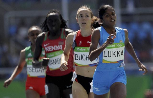 Tintu Lukka led the pack for the first lap of the 800m heats but faded in the second. (AP)