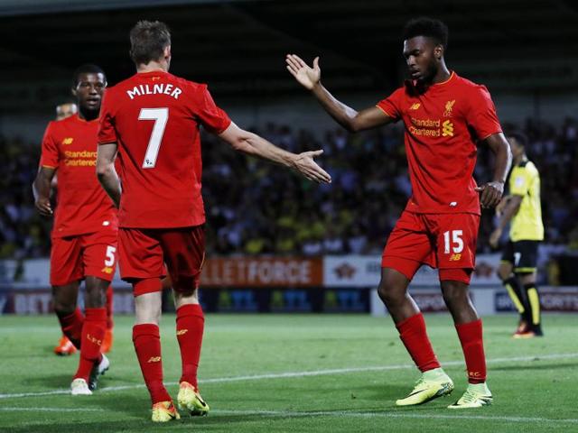 Daniel Sturridge celebrates scoring his second goal for Liverpool. (Reuters) Daniel Sturridge celebrates scoring his second goal for Liverpool. (Reuters)