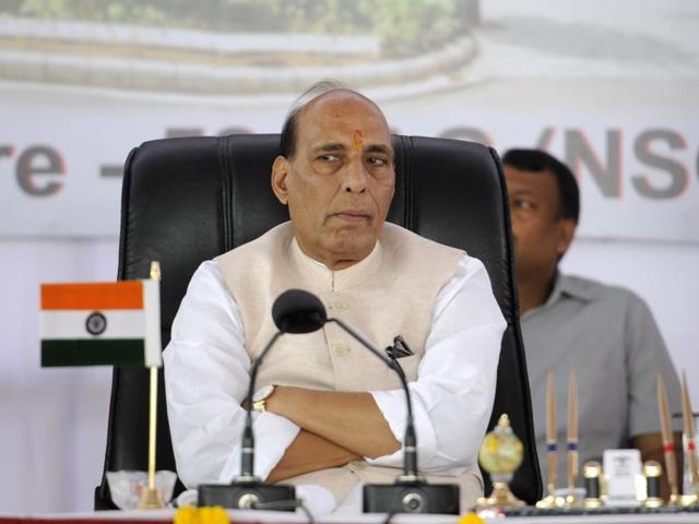 Home Minister Rajnath Singh at 52 SAG (NSG) Samlakha Camp,in New Delhi on Monday, 23 August 2016. Singh is going toJammu and Kashmir for a two-day visit on Wednesday, August 24, 2016. (Abhinav Saha/ HT Photo) Home Minister Rajnath Singh at 52 SAG (NSG) Samlakha Camp,in New Delhi on Monday, 23 August 2016. Singh is going toJammu and Kashmir for a two-day visit on Wednesday, August 24, 2016. (Abhinav Saha/ HT Photo)