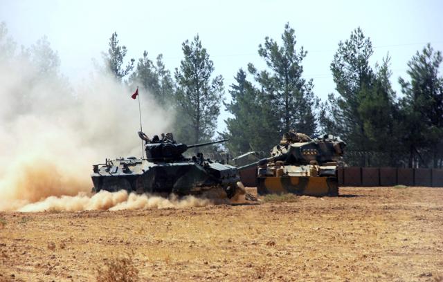 Turkey’s pounding of the jihadists across the border in Syria comes after a suicide bombing in the Turkish city of Gaziantep. (AP) Turkey’s pounding of the jihadists across the border in Syria comes after a suicide bombing in the Turkish city of Gaziantep. (AP)