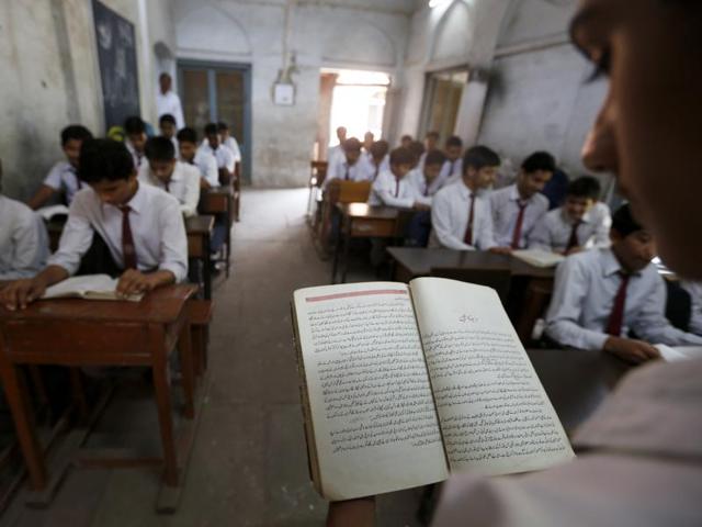 The school now has nearly 2,000 boys from classes 6 to 12. In 2012, the school management took a historic decision to allow girls from the neighbourhood to enrol. (Ravi Choudhary/HT PHOTO) The school now has nearly 2,000 boys from classes 6 to 12. In 2012, the school management took a historic decision to allow girls from the neighbourhood to enrol. (Ravi Choudhary/HT PHOTO)