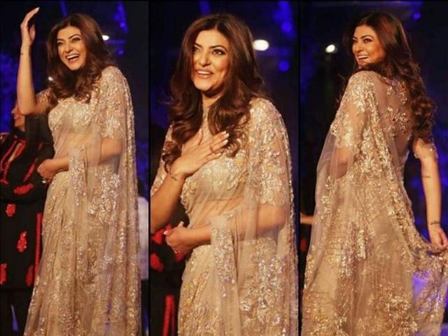 Bollywood actress Sushmita Sen at Lakme Fashion Week Winter Festive 2016 in Mumbai on Wednesday. Held at St. Regis, the on-going gala will see the participation of 92 designers. (Instagram) 