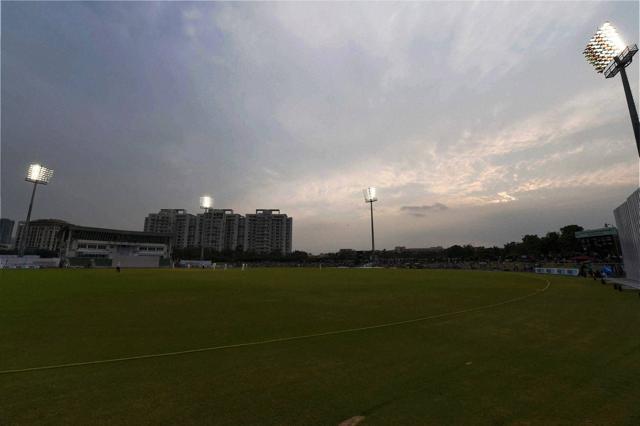 The sight of players in white using a bright pink ball under floodlights has attracted curious onlookers. (PTI) The sight of players in white using a bright pink ball under floodlights has attracted curious onlookers. (PTI)