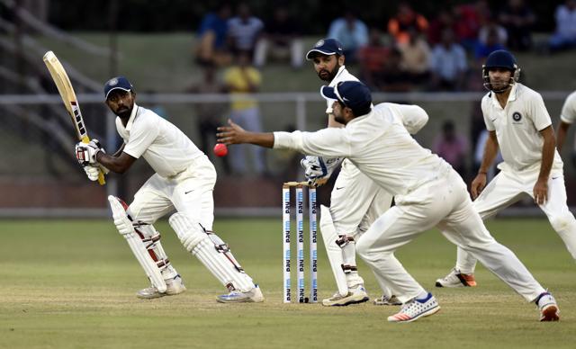 Abhinav Mukund of India Red in action during the Duleep Trophy. (HT Photo) Abhinav Mukund of India Red in action during the Duleep Trophy. (HT Photo)