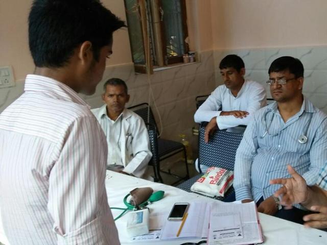 Local residents visiting health camp for check up. Local residents visiting health camp for check up.