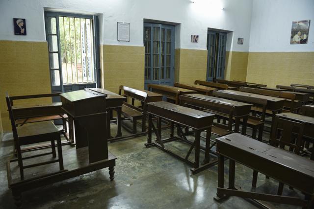 The classroom at Loreto St Mary’s school in Entally where Mother Teresa taught between 1937 to 1948. In 1944 she had also been appointed headmistress of the school (Samir Jana/HT PHOTO) The classroom at Loreto St Mary’s school in Entally where Mother Teresa taught between 1937 to 1948. In 1944 she had also been appointed headmistress of the school (Samir Jana/HT PHOTO)