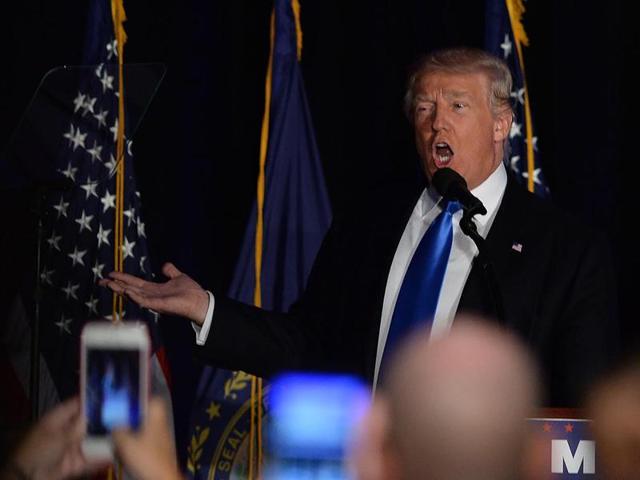 Republican presidential nominee Donald Trump speaks at a rally at the Radisson Hotel in Manchester, New Hampshire.(AFP Photo)