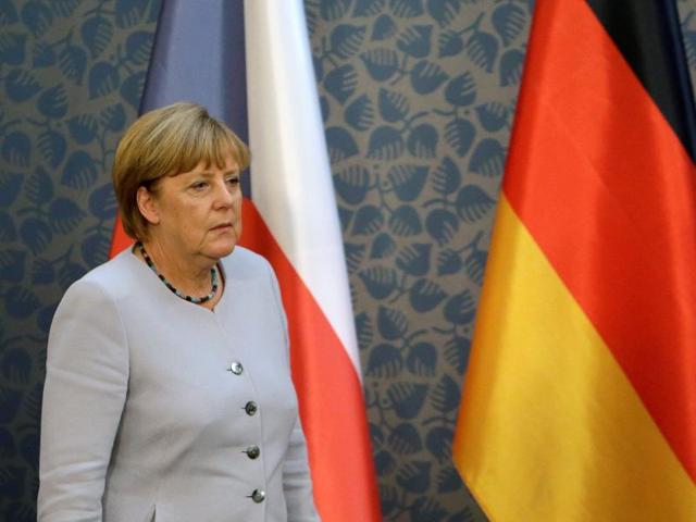 German Chancellor Angela Merkel arrives at a news conference at Czech government headquarters in Prague, Czech Republic. (Reuters Photo)