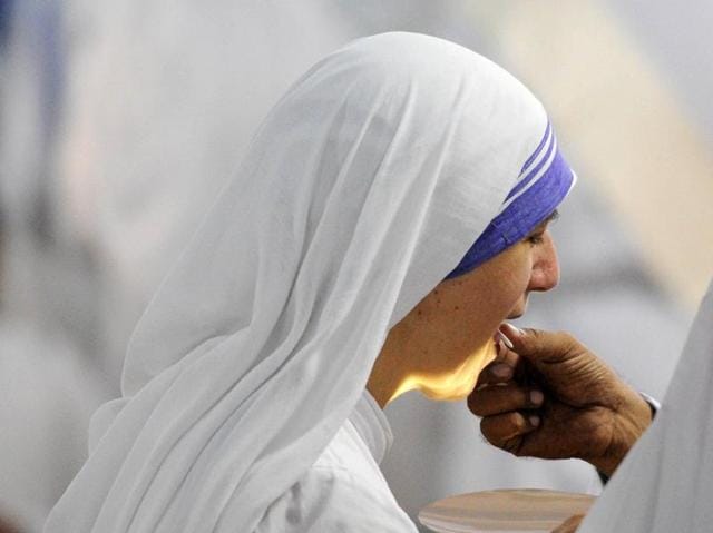 Born Agnes Gonxha Bojaxhiu on Aug. 26, 1910, in Skopje, Macedonia, Mother Teresa joined the Loreto order of nuns in 1928. (Subhankar Chakraborty/HT PHOTO)