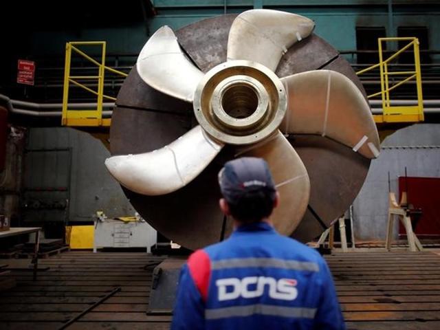 An employee looks at the propeller of a Scorpene submarine at the industrial site of the naval defence company and shipbuilder DCNS in La Montagne near Nantes, France.(Reuters File Photo) An employee looks at the propeller of a Scorpene submarine at the industrial site of the naval defence company and shipbuilder DCNS in La Montagne near Nantes, France.(Reuters File Photo)