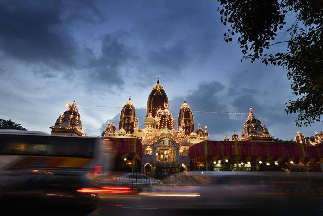 The Birla Mandir in Delhi illuminated on the eve of Janmashtami (Sanjeev Verma/HT Photo) The Birla Mandir in Delhi illuminated on the eve of Janmashtami (Sanjeev Verma/HT Photo)