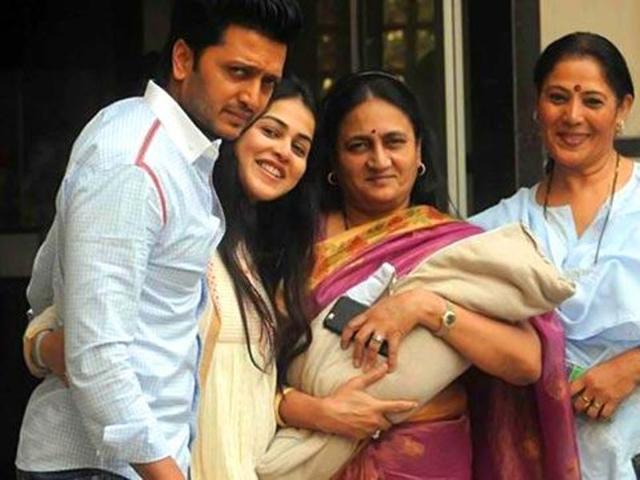 In June, Genelia gave birth to her second son, Rahyl. Riteish poses with the kid and his family. (PTI)