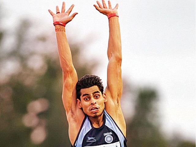 Statisticians have reason to doubt Sharma as there was a sudden rise in his performance in June, and he didn’t jump beyond 7.92m all season before Almaty.(HT Photo) Statisticians have reason to doubt Sharma as there was a sudden rise in his performance in June, and he didn’t jump beyond 7.92m all season before Almaty.(HT Photo)