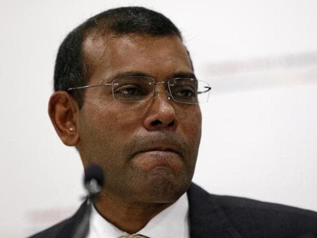 Former president of the Maldives Mohamed Nasheed, reacts during a news conference in central London, Britain.(Reuters File Photo)