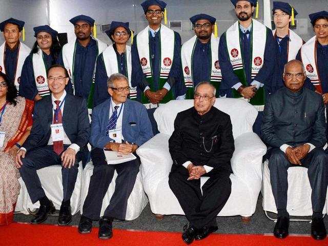 President Pranab Mukherjee with Bihar Governor Ramnath Kovind and Amartya Sen at the foundation laying ceremony of the Nalanda University at Rajgir in Nalanda district of Bihar on Saturday.(PTI) President Pranab Mukherjee with Bihar Governor Ramnath Kovind and Amartya Sen at the foundation laying ceremony of the Nalanda University at Rajgir in Nalanda district of Bihar on Saturday.(PTI)