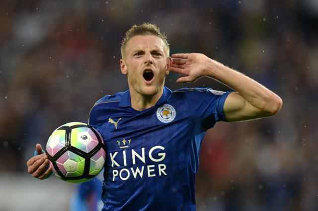 Leicester City's English striker Jamie Vardy celebrates after scoring against Swansea. (AFP Photo) Leicester City's English striker Jamie Vardy celebrates after scoring against Swansea. (AFP Photo)