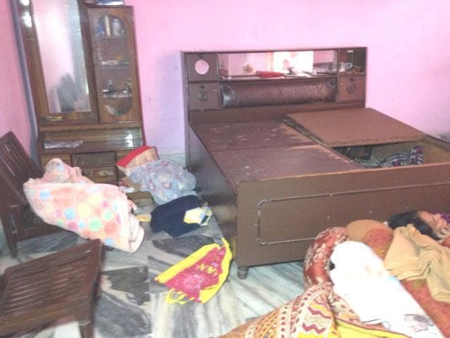 The ransacked house of Narinder Singh at Sheehnpur village in Dasuya on Friday. (HT Photo)