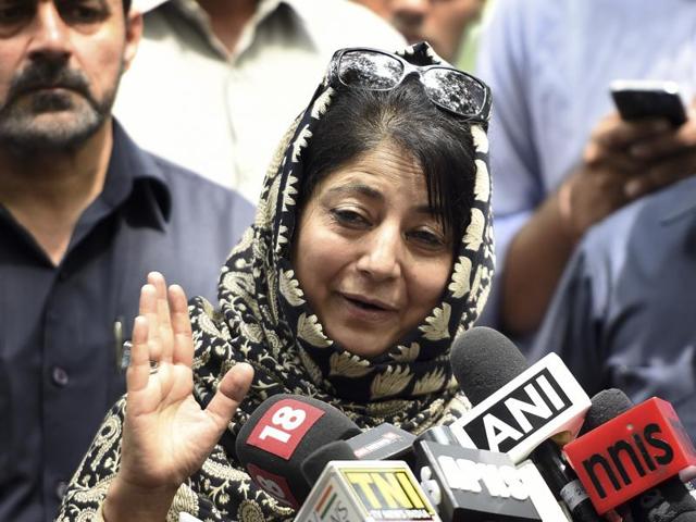 Jammu and Kashmir chief minister Mehbooba Mufti speaks to the media after meeting Prime Minister Narendra Modi on Saturday. (Sonu Mehta/HT PHOTO) Jammu and Kashmir chief minister Mehbooba Mufti speaks to the media after meeting Prime Minister Narendra Modi on Saturday. (Sonu Mehta/HT PHOTO)