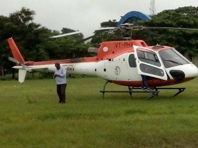 The pilot made a precautionary landing on a school ground at Kelwe Road, 80km north of Mumbai. (HT Photo) The pilot made a precautionary landing on a school ground at Kelwe Road, 80km north of Mumbai. (HT Photo)