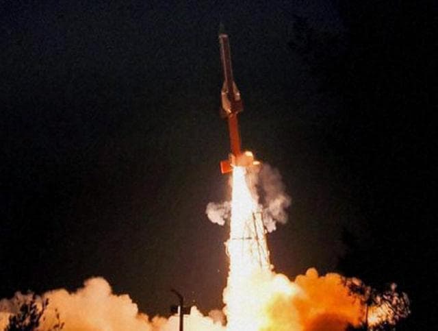On Sunday morning, the ISRO test-fired its scramjet engine fixed atop its high-powered rocket RH-560. The rocket flew from the rocket port at Sriharikota at 6 am.(PTI) On Sunday morning, the ISRO test-fired its scramjet engine fixed atop its high-powered rocket RH-560. The rocket flew from the rocket port at Sriharikota at 6 am.(PTI)
