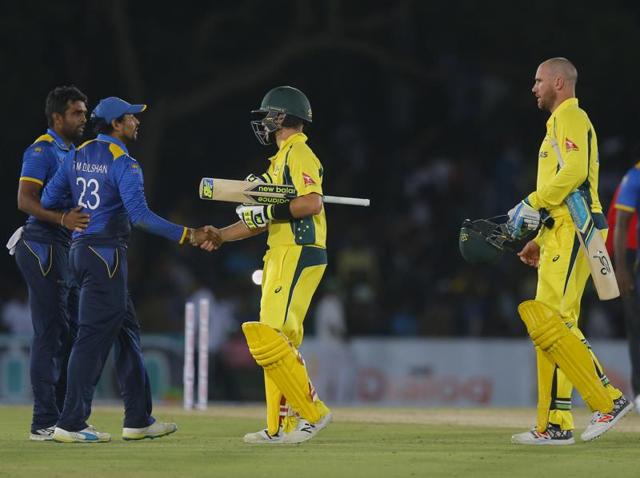 Tillakaratne Dilshan takes a lap of honour after the match, the last ODI of his career. (AP) Tillakaratne Dilshan takes a lap of honour after the match, the last ODI of his career. (AP)